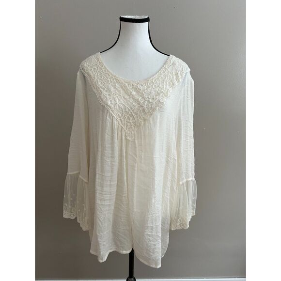 Oh Gussie! sheer peasant blouse. Size XL. - Picture 1 of 9